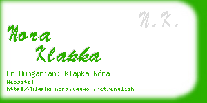 nora klapka business card